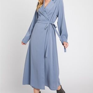 Elegant Blue Wrap Dress